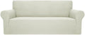JIVINER High Stretch Couch Covers for 3 Cushion Couch 1-Piece Extra Large Sofa Covers with Elastic Bottom Anti Slip Oversized Sofa Slipcover Furniture Protector for Pets (XL Sofa, Natural)