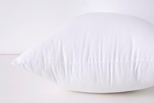 Throw Pillow Inserts, 18x18 Inch Decorative for Sofa, Bed and Chair, Cotton Cover, Set of 2, White