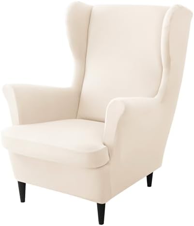 NILUOH Wingback Chair Slipcover 2-Piece Stretch Wingback Chair Sofa Slipcover Armchair Cover Printed Furniture Protector Couch Soft with Elastic Bottom for Living Room