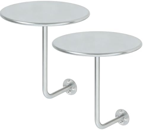 2 PS Wall Mounted Side Table Round Floating Nightstand L-Bracket Bar Table