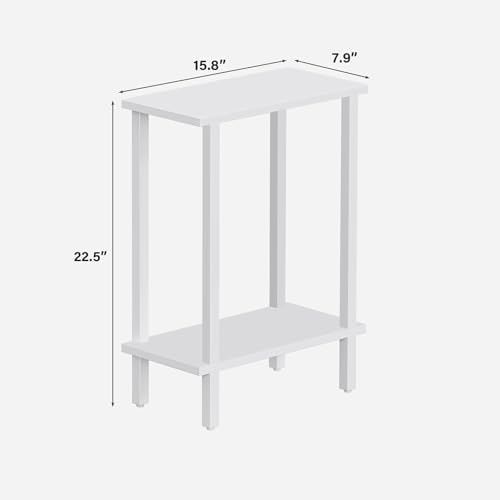 TUTOTAK Narrow Side Table, 2-Tier Small End Table for Couch