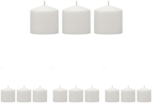 Stonebriar 3 Count Tall 18 Hour Long Burning Unscented White Wax Pillar Candles, 3 x 3 inches (Pack of 4)