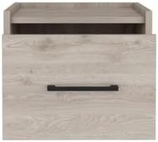 DEPOT E-SHOP 59" Yorktown Floating Nightstand, Space-Saving Design with Handy Drawer and Surface, Light Gray – Bedside Nightstand with Storage for Bedroom Beside Tables & Small Spaces