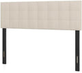 GIANTEX Linen Upholstered Headboard, Queen/Full Size Grid Quilted Linen Fabric Head Board with Wood Support Legs, Attach Frame, Width Adjustable Modern Bed Headboard Only (Beige)