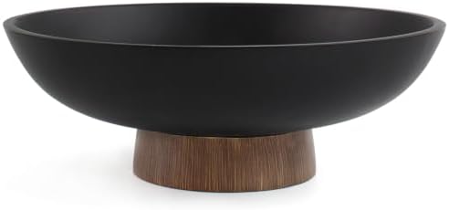 LIN CHUAN Modern Resin Pedestal Bowl, Large Fruit Bowl for Kitchen Counter, Catch All bowl for Entryway Table, Dark Brown