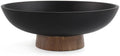 LIN CHUAN Modern Resin Pedestal Bowl, Large Fruit Bowl for Kitchen Counter, Catch All bowl for Entryway Table, Dark Brown