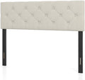 GIANTEX Linen Upholstered Headboard, Queen/Full Size Button Tufted Linen Fabric Head Board with Wood Support Legs, Attach Frame, Width Adjustable Modern Bed Headboard Only (Beige)