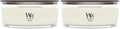 WoodWick White Teak Gifts for Women and Men, 16 oz Ellipse Candle with Crackling Wick (Pack of 2)
