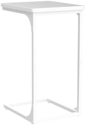 QEEIG C Shaped End Table Side Tables for Couch Set of 2, White