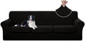 U-NICE HOME 4 Pieces Oversized Stretch Couch Cover Slipcover, Black