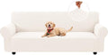 XINEAGE Stretch 4 Seater Slipcover, Non-Slip Pet Couch Cover,Beige White