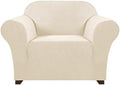 PrinceDeco Stretch Chair Cover Chair Slipcovers with Arms 1-Piece Chair Sofa Slipcovers or Living Room Non Slip Armchair Cover Furniture Protector Dogs Pet Friendly(Armchair, Biscotti Beige)