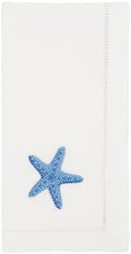 Handmade Seaside Starfish Embroidery Napkin with Hemstitched Border (Set of 6)