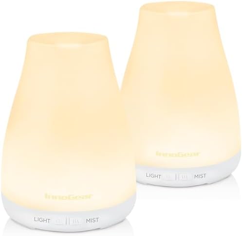 InnoGear 2 Pcs Essential Oil Diffuser Aroma Diffusers for Home, Basic White