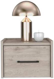 DEPOT E-SHOP 59" Yorktown Floating Nightstand, Space-Saving Design with Handy Drawer and Surface, Light Gray – Bedside Nightstand with Storage for Bedroom Beside Tables & Small Spaces