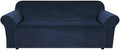 H.VERSAILTEX Stretch Velvet Sofa Covers for 3 Cushion Couch Covers Furniture Protector Soft with Non Slip Elastic Bottom, Crafted from Thick Comfy Rich Velour (Large Sofa 90"-97", Navy)