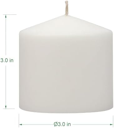 Stonebriar 3 Pack Tall 3 x 3 Inch 18 Hour Long Burning Unscented White Wax Pillar Candles