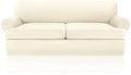 3 Pieces Sofa Covers fot T Cushion Loveseat Slipcover, Sofa Stretch Slip Covers for 2 Cushion Couch with 2 Individual T Shape Seat Covers (Light Yellow, 2 Cushion)