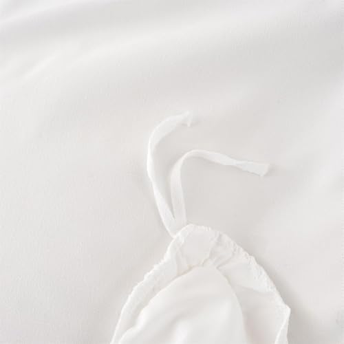 Girls Lace Bedding, Full Comforter Cover Set, Chic Ruffled Duvet Cover with 2 Layers Ruffle,Princess Style 1 Duvet Cover with 2 Pillowcases, No Comforter-White,Full