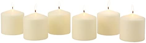 Stonebriar Unscented Pillar Candles – 18 Hour Burn Time, Long-Lasting Wax Candles for Weddings, Holidays, Home Décor & Special Events, Pack of 6, Ivory, 3" x 3"