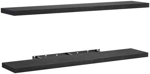 Amada 47 Inch Floating Shelves with Invisible Brackets, Set of 2, Black