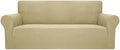 JIVINER High Stretch Couch Covers for 3 Cushion Couch, 1-Piece Jacquard Sofa Slipcovers Fitted Washable Sofa Covers with Elastic Bottom Furniture Protector for Kids Pets (Sofa, Champagne)