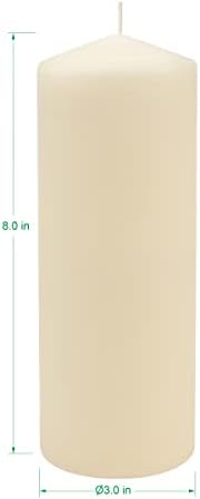 Stonebriar 80 Hour Long Burning Unscented Pillar Candles, 3x8, Ivory, 6 count