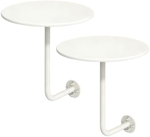 2 PS Wall Mounted Side Table Round Floating Nightstand L-Bracket Bar Table