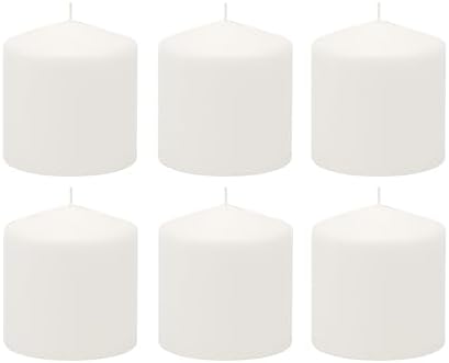 Stonebriar Unscented White Tall Pillar Candles, 18 Hour Burning Candle Pillars, Perfect for Decor, Weddings, Emergencies 3" X 3", 6 count