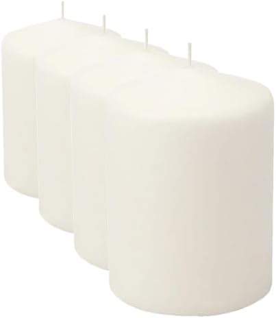 Stonebriar Tall 35 Hour Long Burning Unscented White Wax Pillar Candles 3 Count, 3 x 4 inches (Pack of 4)