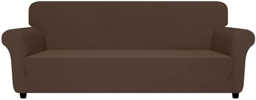 ZNSAYOTX Oversized Super Stretch Couch Cover (92"-115"), New Striped Sofa Covers Comfortable & Durable, Dog Cat Pets Friendly Extra Large Spandex Sofa Slipcovers (Coffee, XL Sofa)