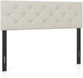 KOMFOTT Linen Upholstered Headboard for Full & Queen Size Bed Frame, Tufted Button Bed Headboard with Solid Rubber Wood Legs, Rectangular Headboard with Adjustable Width (Rhombic Button Tufted,Beige)