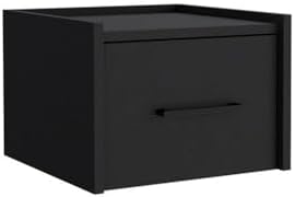 DEPOT E-SHOP 59" Yorktown Floating Nightstand with Space-Saving Design, Handy Drawer and Surface, 9.8" H, Black, Bedroom – Bedside Nightstand with Storage for Bedroom Beside Tables & Small Spaces