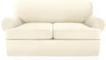 Sofa Covers 3 Piece T Cushion Sofa Slipcovers, Stretch Couch Cover with 2 Individual T Cushion Covers, Machine Washable Furniture Protector for Living Room(Light Yellow, 2 Cushions)