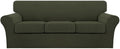 Turquoize 4 Piece Sofa Covers for 3 Cushion Couch Sofa Slipcover Soft Couch Cover for Dogs-Washable Sofa Furniture Cover with 3 Individual Cushion Covers (3 Cushion Sofa, Olive)