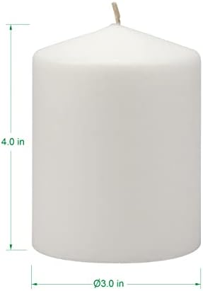 Stonebriar Unscented White Tall Pillar Candles, 35 Hour Burning Candle Pillars, Perfect for Decor, Weddings, Emergencies 3" X 4", 6 count