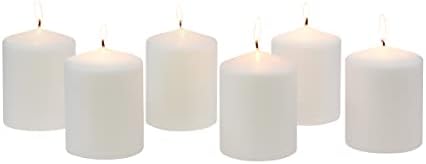 Stonebriar Unscented White Tall Pillar Candles, 35 Hour Burning Candle Pillars, Perfect for Decor, Weddings, Emergencies 3" X 4", 6 count