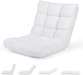 S AFSTAR Cushioned Floor Chair, 14-Position Adjustable Padded Lazy Recliner with Comfortable Back Support and Skin-Friendly Cover, Great for Reading, Playing Game, Meditating (White)