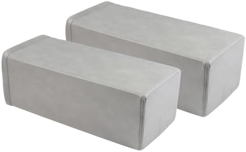 2 Pack Couch Arm Rest Pillow, 8''x8''x20'' Faux Leather Waterproof Cover, High Density Foam Armrest Cushion, Removable & Washable Elbow Support for Sofa, Bed, and Armchair (Medium Grey)