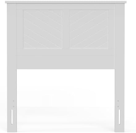 ComfIQ Serene Wood Panel Headboard with Chevron Scoring, Twin, White
