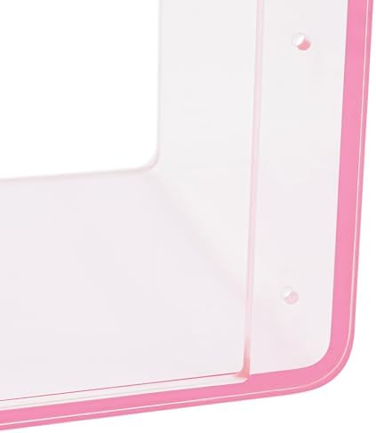 Acrylic Wall-Mounted Nightstand Floating Wall Nightstand Bedside Table Floating Side Table Wall Mounted Clear Shelf for Bedroom Bathroom (Pink)