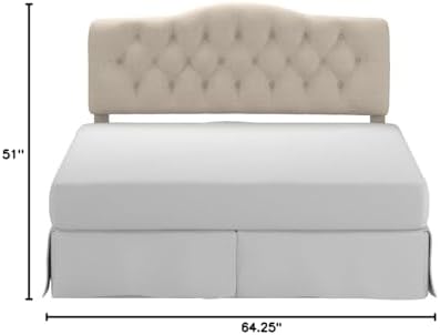 Rosevera Harriman Adjustable Height Headboard with Linen Upholstery and Button Tufting for Bedroom, Queen, Beige