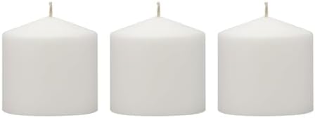 Stonebriar 3 Pack Tall 3 x 3 Inch 18 Hour Long Burning Unscented White Wax Pillar Candles