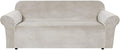 H.VERSAILTEX Stretch Velvet Sofa Covers for 3 Cushion Couch Covers Furniture Protector Soft with Non Slip Elastic Bottom, Crafted from Thick Comfy Rich Velour (Large Sofa 90"-97", Oatmeal)