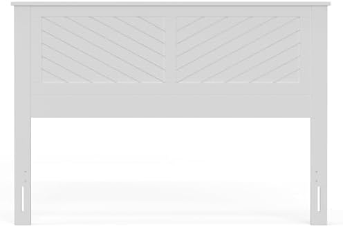 ComfIQ Serene Wood Panel Headboard with Chevron Scoring, Queen, White