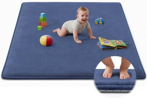 Baby Play Mat Floor,Tummy Time Area Rug 47x47 Playpen Muscle Mat Navy Blue