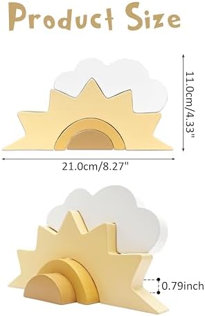 AWISBI Wooden Cloud and Sun Rainbow Decoration, Baby Nursery Shelf Decor