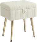 SONGMICS Vanity Stool Chair with Storage, Metal Legs, Max. Load 440 lb