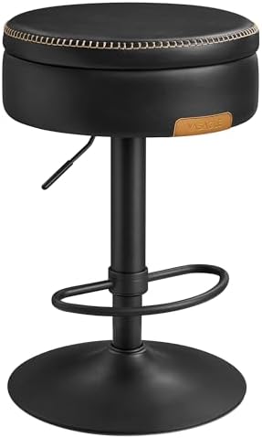 VASAGLE 360° Swivel Bar Stool, Height Adjustable, with Storage