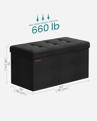 SONGMICS 30 Inches Folding Storage Ottoman Bench, Load 660 lb